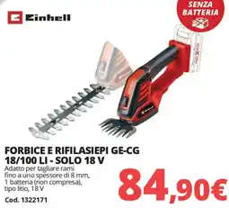 Brico Io Inhelle forbice e rifilasiepi GE-CG 18/100 LI - Solo 18 V offerta
