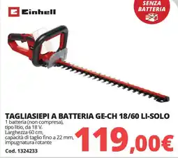 Brico Io Einhell tagliasiepi a batteria GE-CH 18/60 LI-Solo offerta