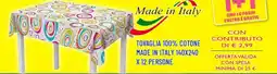 DPiù Tovaglia 100% cotone made in italy offerta