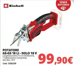 Brico Io Einhell potatore GE-GS 18 LI - Solo 18 V offerta