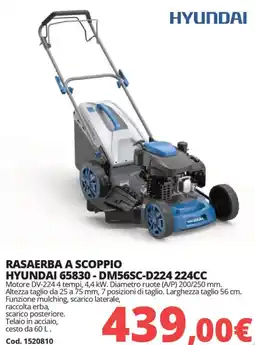Brico Io Rasaerba a scoppio hyundai 65830 -DM56SC-D224 224CC offerta