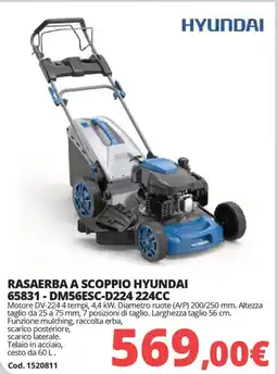 Brico Io Rasaerba a scoppio hyundai 65831-DM56ESC-D224 224CC offerta