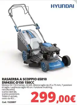 Brico Io Hyundai rasaerba a scoppio 65810 DM43SC-D150 DM43SC-D150 150CC offerta