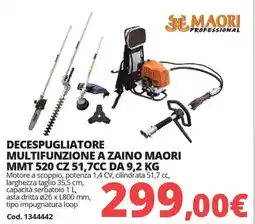 Brico Io DECESPUGLIATORE MULTIFUNZIONE A ZAINO MAORI MMT 520 CZ 51,7CC offerta