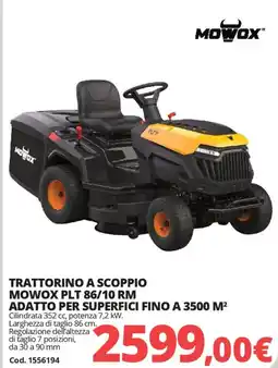 Brico Io TRATTORINO A SCOPPIO MOWOX PLT 86/10 RM ADATTO PER SUPERFICI FINO A 3500 M² offerta