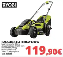 Brico Io RYOBI rasaerba elettrico 1300W offerta