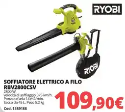 Brico Io RYOBI SOFFIATORE ELETTRICO A FILO RBV2800CSV offerta