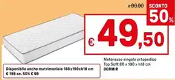 Iper La Grande Materasso singolo ortopedico Top Soft 80 x 190 x h18 cm DORMIR offerta