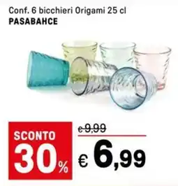 Iper La Grande Conf. 6 bicchieri Origami PASABAHCE offerta