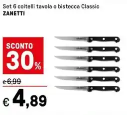Iper La Grande Set 6 coltelli tavola o bistecca Classic ZANETTI offerta