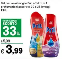 Iper La Grande Gel per lavastoviglie Duo o Tutto in 1 30 o 35 lavaggi PRIL offerta