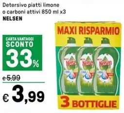 Iper La Grande Detersivo piatti limone o carboni attivi NELSEN offerta