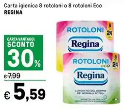 Iper La Grande Carta igienica 8 rotoloni o 8 rotoloni Eco REGINA offerta