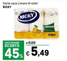 Iper La Grande Carta casa Limone 6 rotoli NICKY offerta