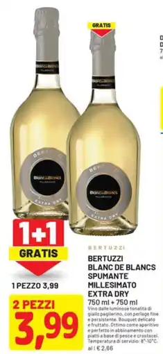 DPiù Bertuzzi blanc de blancs spumante millesimato extra dry offerta
