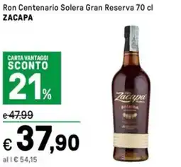 Iper La Grande Ron Centenario Solera Gran Reserva ZACAPA offerta