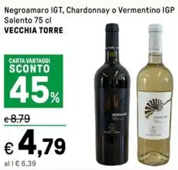 Iper La Grande Negroamaro IGT, Chardonnay o Vermentino IGP Salento VECCHIA TORRE offerta