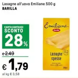 Iper La Grande Lasagne all'uovo Emiliane BARILLA offerta