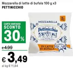 Iper La Grande Mozzarella di latte di bufala PETTINICCHIO offerta