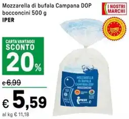Iper La Grande Mozzarella di bufala Campana DOP bocconcini IPER offerta