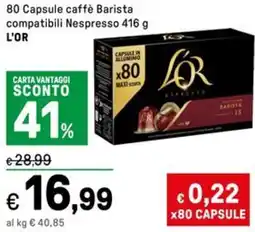 Iper La Grande 80 Capsule caffè Barista compatibili Nespresso offerta