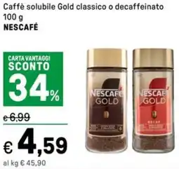 Iper La Grande Caffè solubile Gold classico o decaffeinato NESCAFÉ offerta