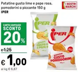 Iper La Grande Patatine gusto lime e pepe rosa, pomodorini o piccante IPER offerta