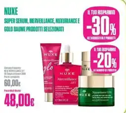 Medi-Market Nuxe super serum, merveillance, nuxuriance e gold baume prodotti selezionati offerta