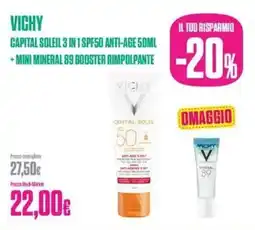 Medi-Market Vichy capital soleil 3 in 1 spf50 anti-age +mini mineral 89 booster rimpolpante offerta