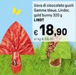 Iper La Grande Uova di cioccolato gusti Gamme bleue, Lindor, gold bunny LINDT offerta