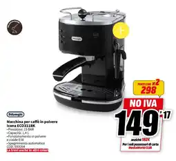 MediaWorld DeLonghi Macchina per caffè in polvere Icona ECO311BK offerta