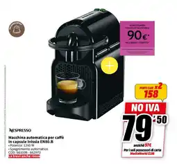 MediaWorld NESPRESSO Macchina automatica per caffè in capsule Inissia EN80.B offerta