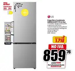 MediaWorld LG Frigorifero Combinato GBBW322DPY Fit & Max offerta