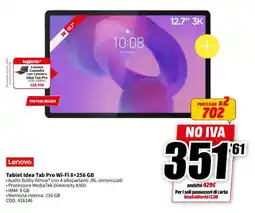 MediaWorld Lenovo Tablet Idea Tab Pro Wi-Fi 8+256 GB offerta