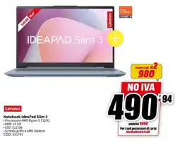 MediaWorld Lenovo Notebook IdeaPad Slim 3 offerta