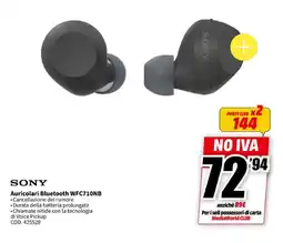 MediaWorld SONY Auricolari Bluetooth WFC710NB offerta