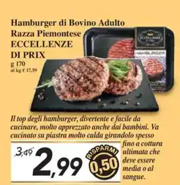 Prix Quality Hamburger di Bovino Adulto Razza Piemontese ECCELLENZE DI PRIX offerta