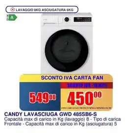 Trony CANDY LAVASCIUGA GWD 485SB6-S offerta