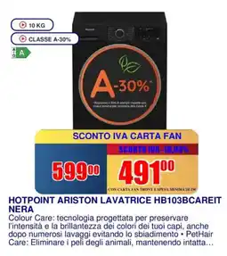Trony HOTPOINT ARISTON LAVATRICE HB103BCAREIT NERA offerta