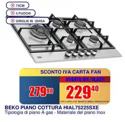 Trony BEKO PIANO COTTURA HIAL75225SXE offerta