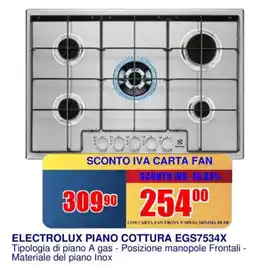 Trony ELECTROLUX PIANO COTTURA EGS7534X offerta