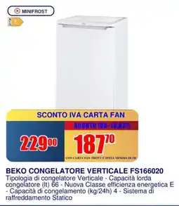 Trony BEKO CONGELATORE VERTICALE FS166020 offerta