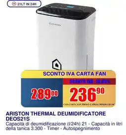 Trony ARISTON THERMAL DEUMIDIFICATORE DEOS21S offerta