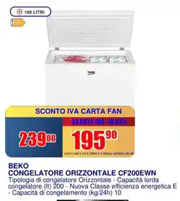 Trony BEKO CONGELATORE ORIZZONTALE CF200EWN offerta