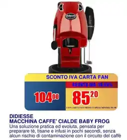 Trony Didiesse macchina caffe' cialde baby frog offerta