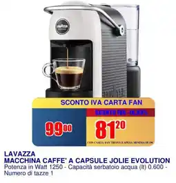 Trony Lavazza macchina caffe' a capsule jolie evolution offerta