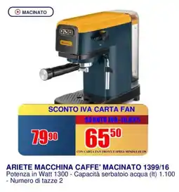 Trony Ariete macchina caffe' macinato 1399/16 offerta