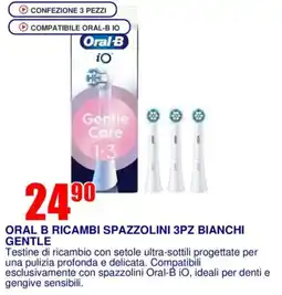 Trony Oral b ricambi spazzolini 3pz bianchi gentle offerta