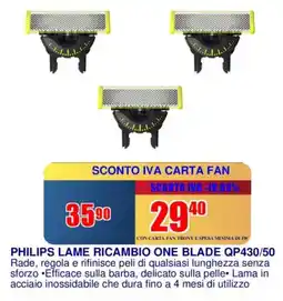 Trony PHILIPS LAME RICAMBIO ONE BLADE QP430/50 offerta
