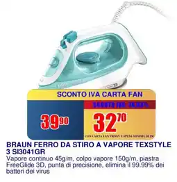Trony BRAUN FERRO DA STIRO A VAPORE TEXSTYLE 3 SI3041GR offerta
